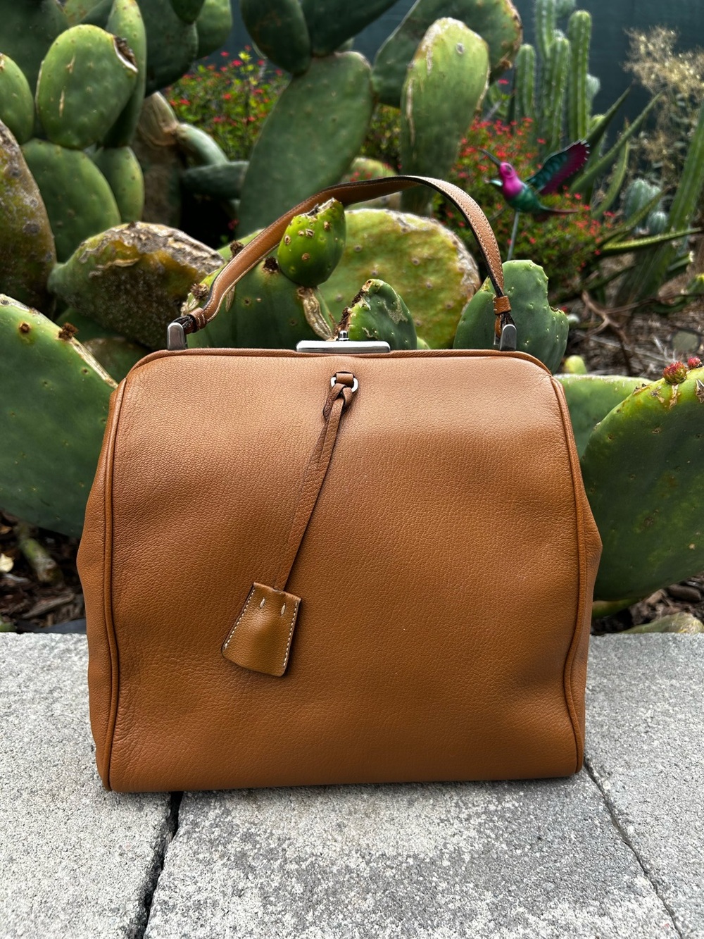 Prada Classic Tan Leather Top-Handle Bag